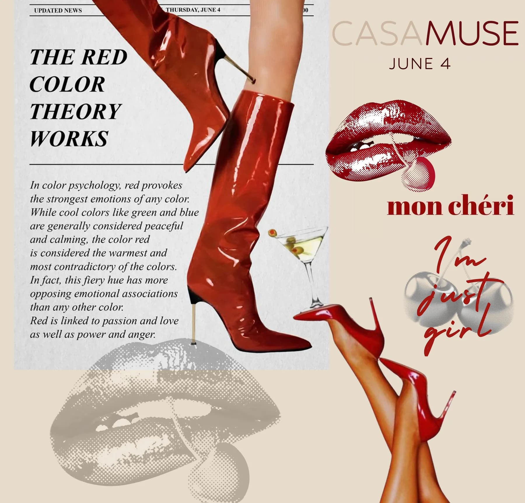 Casa Muse red color theory collage
